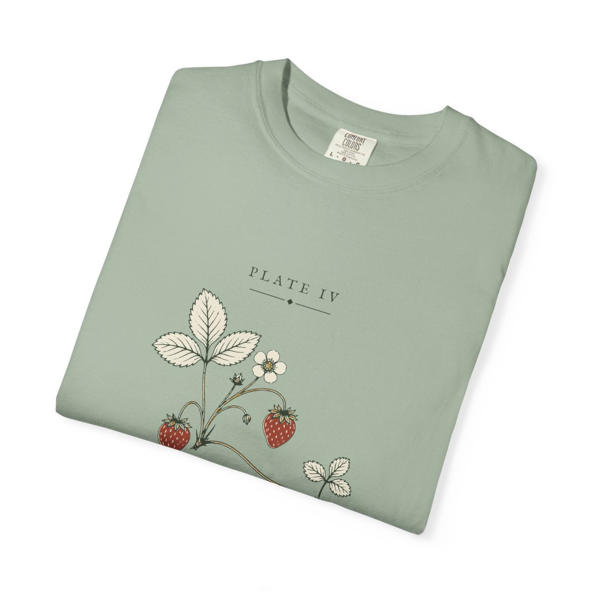 Strawberry Plate Tee in Bay, folded