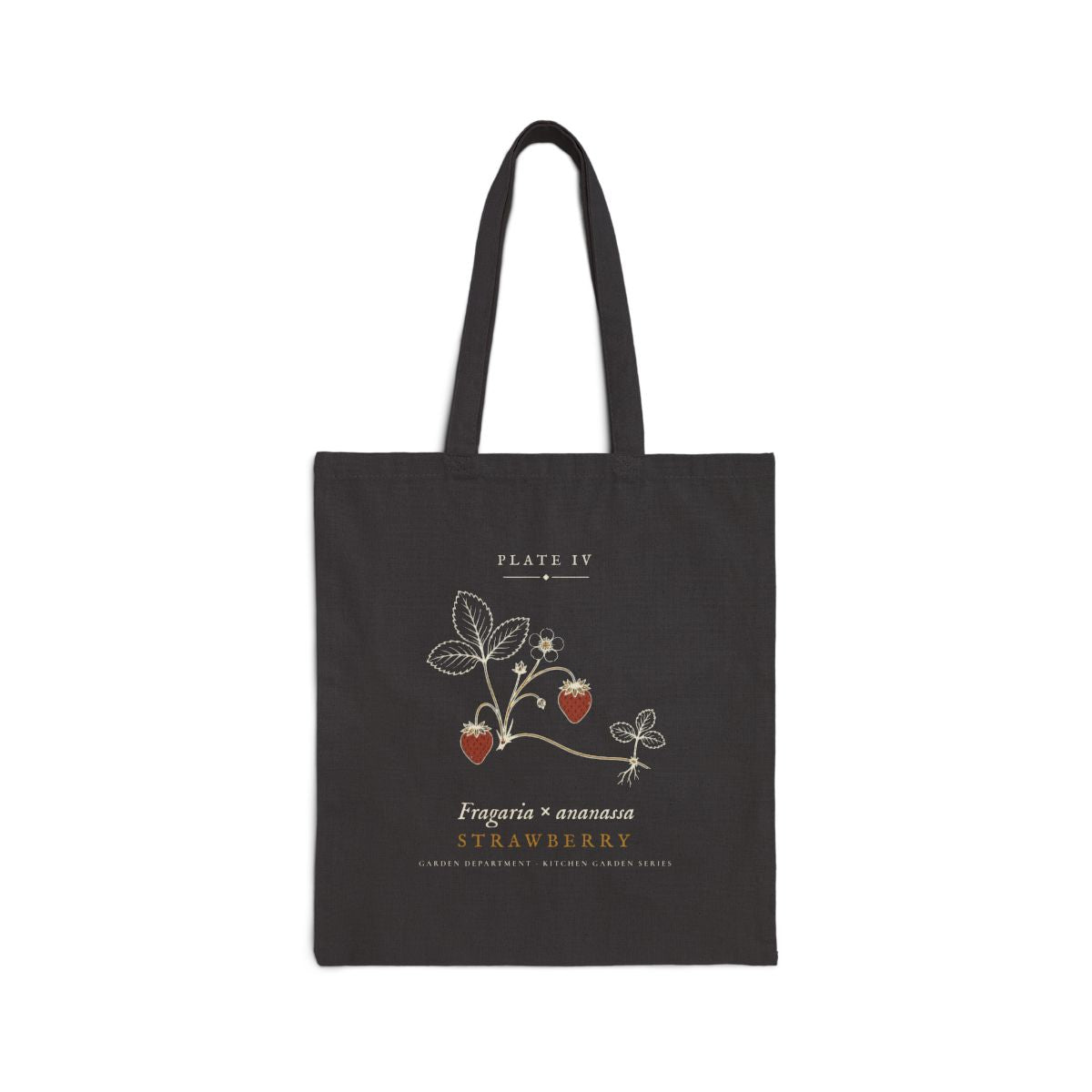Strawberry Plate Tote in Black, front view