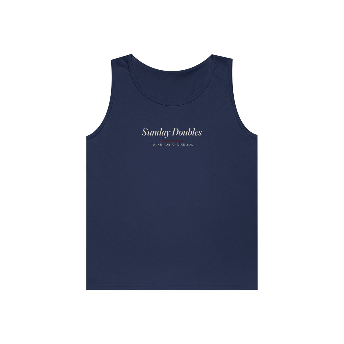 Sunday Doubles Tank in Navy, front view