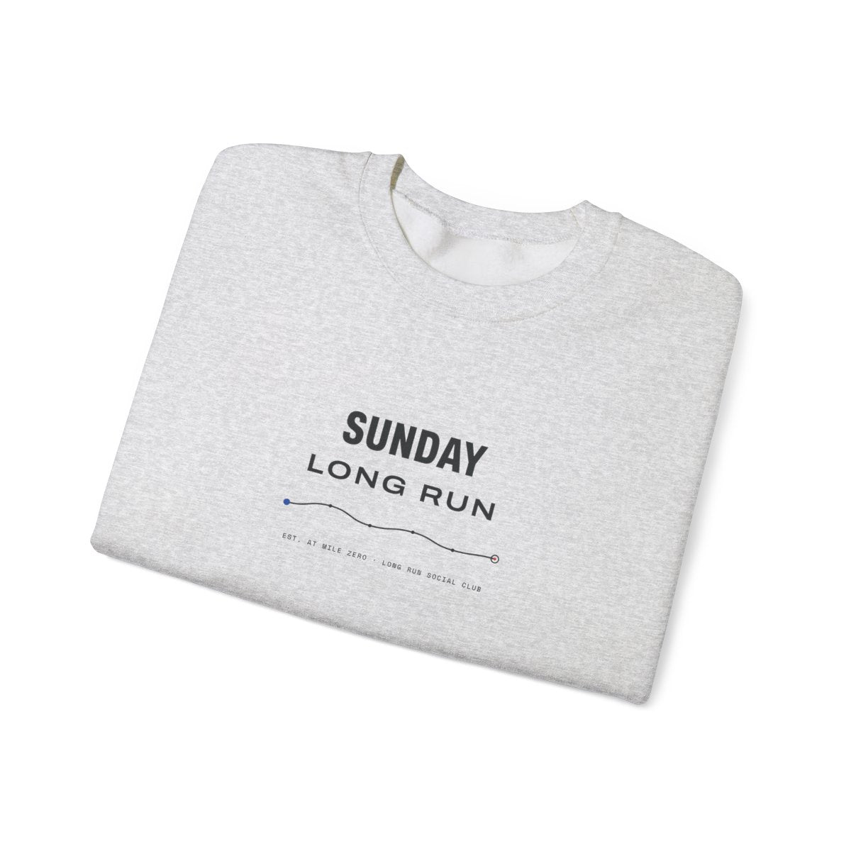Sunday Long Run Crewneck in Ash, folded