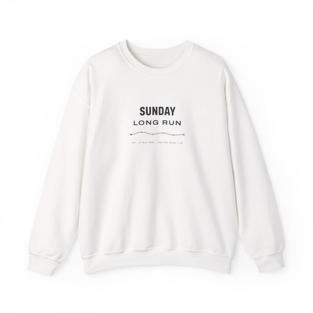 Sunday Long Run Crewneck in White, front view