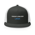 Sunday Long Run Trucker Cap in Charcoal/White, front view