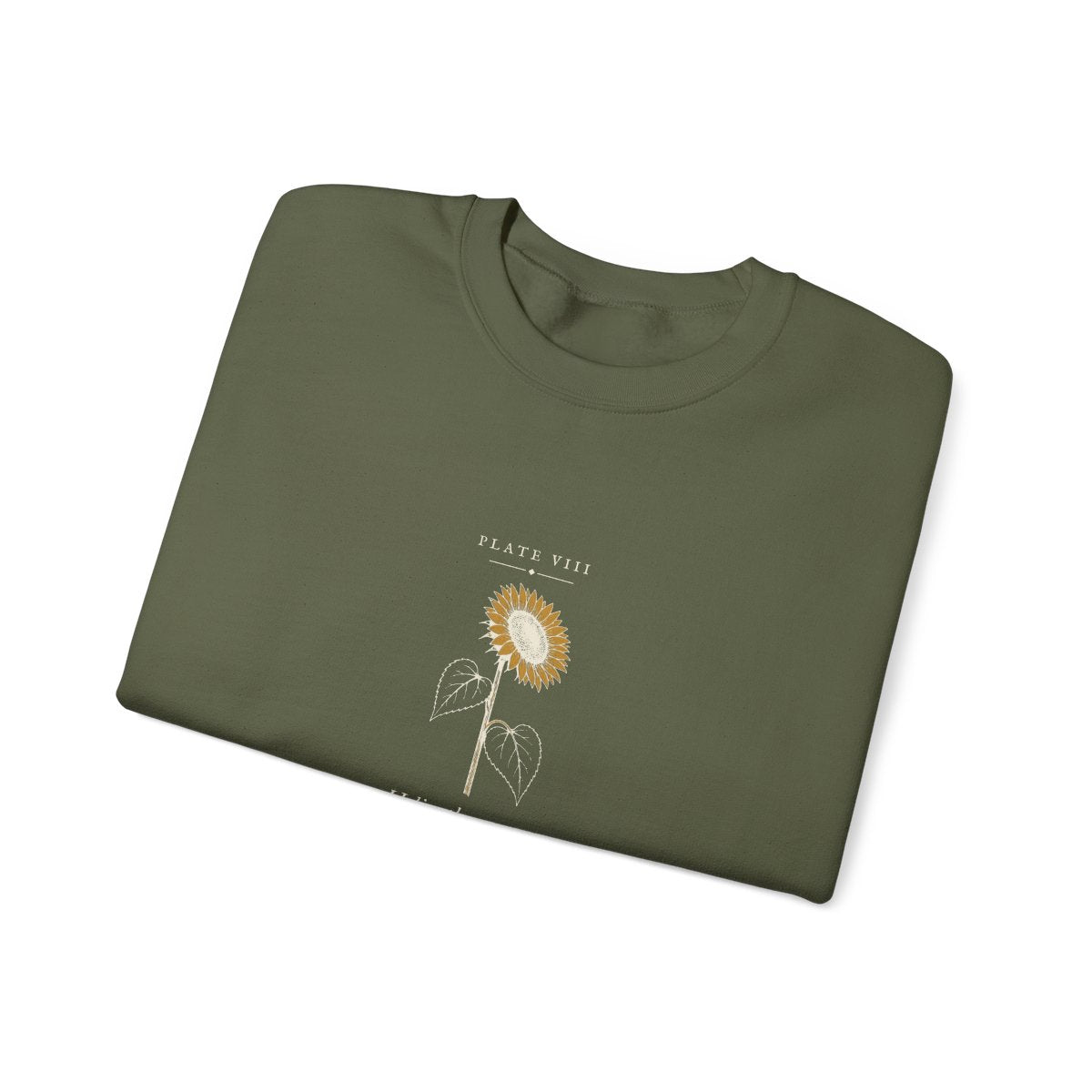 Sunflower Plate Crewneck in Military Green, folded