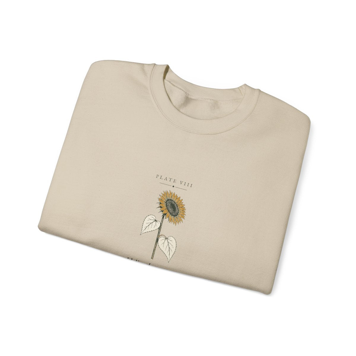 Sunflower Plate Crewneck in Sand, folded