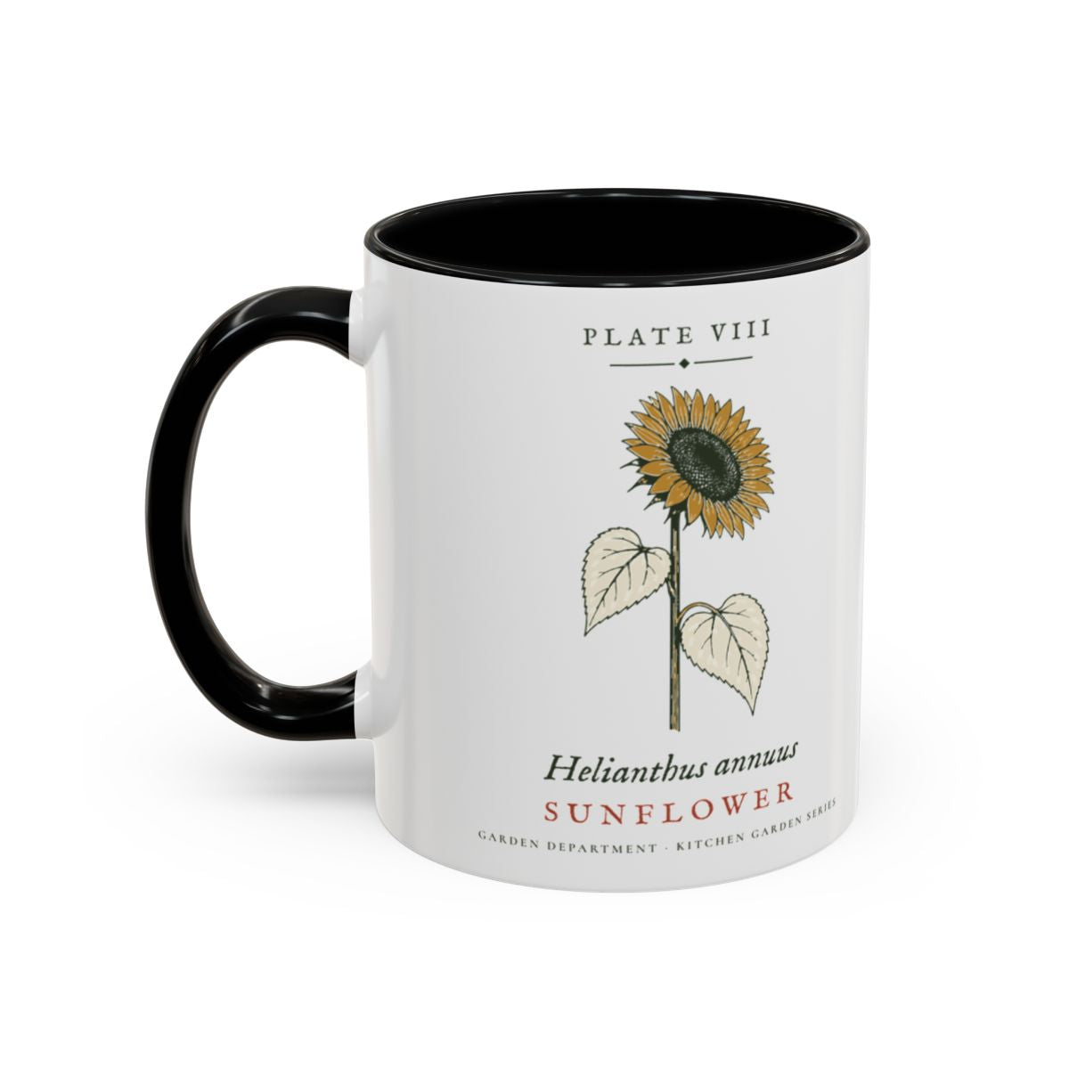 Sunflower Plate Mug in Black, left side