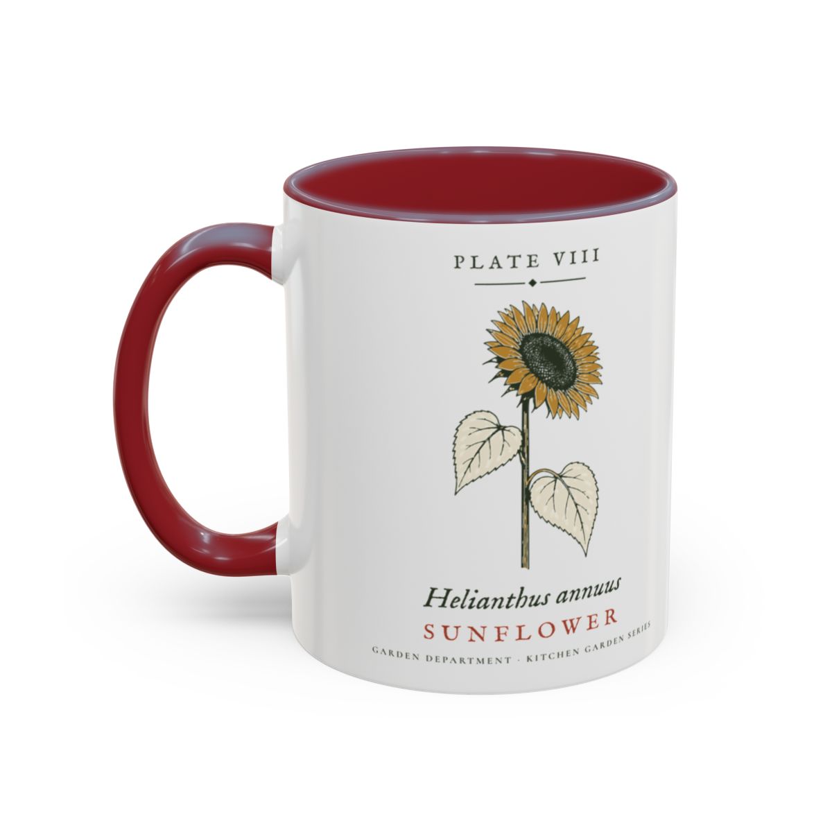 Sunflower Plate Mug in Maroon, left side