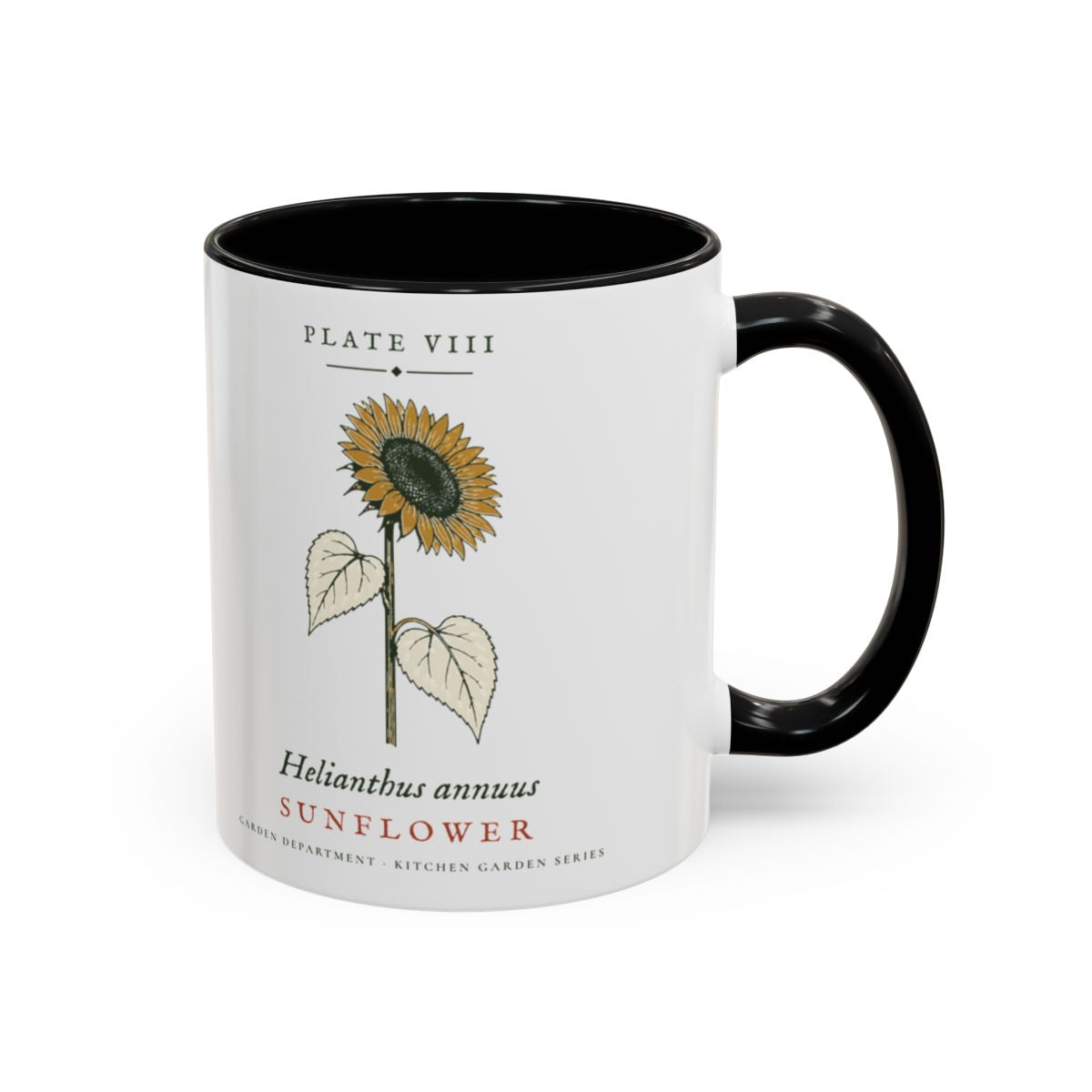 Sunflower Plate Mug in Black, right side