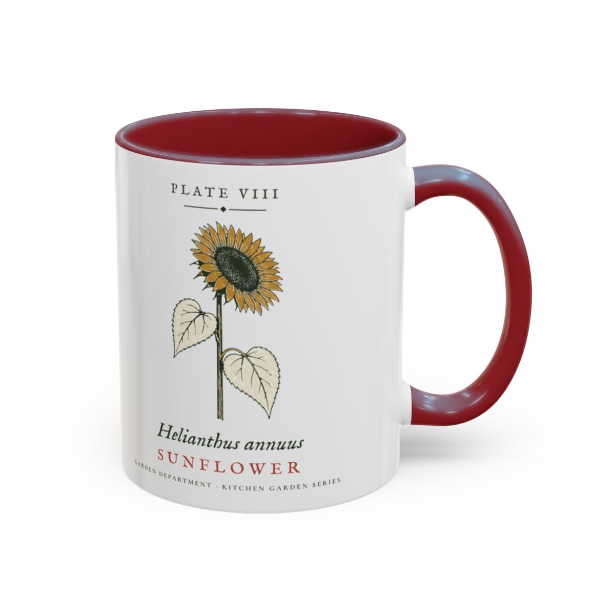 Sunflower Plate Mug in Maroon, right side