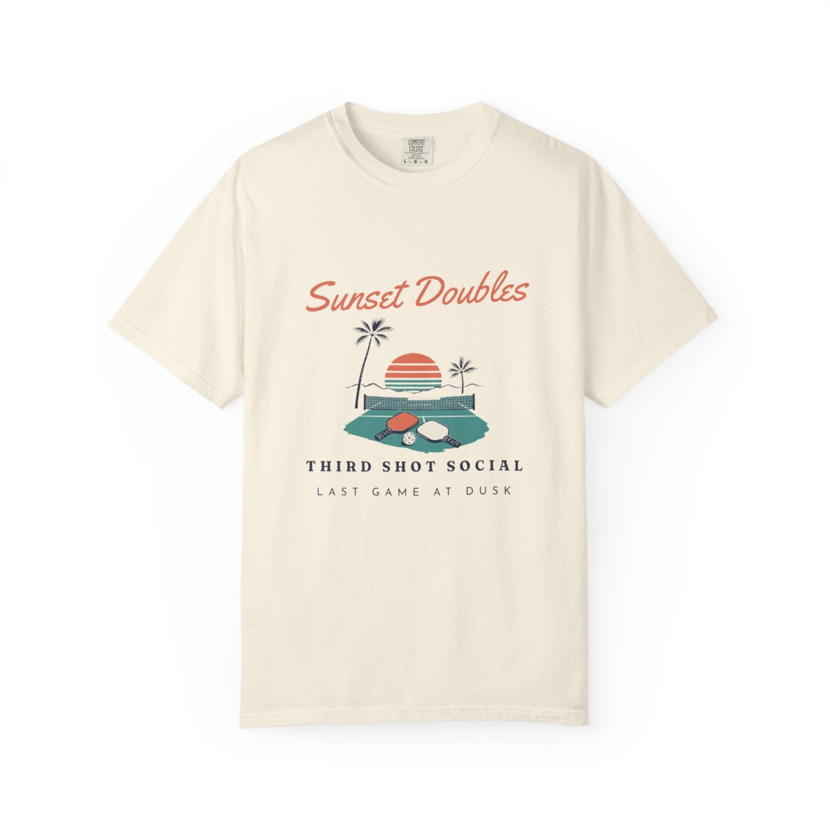 Sunset Doubles Tee in Ivory, front view