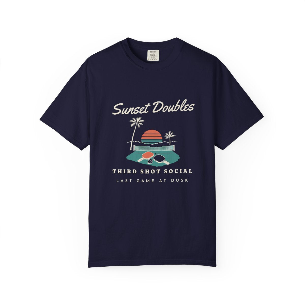 Sunset Doubles Tee in True Navy, front view