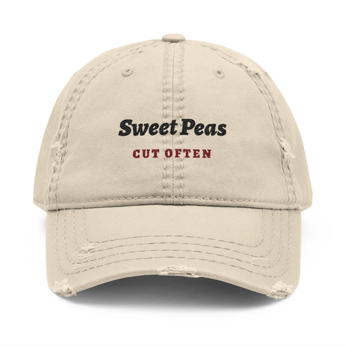 Sweet Peas Dad Hat in Khaki, front view