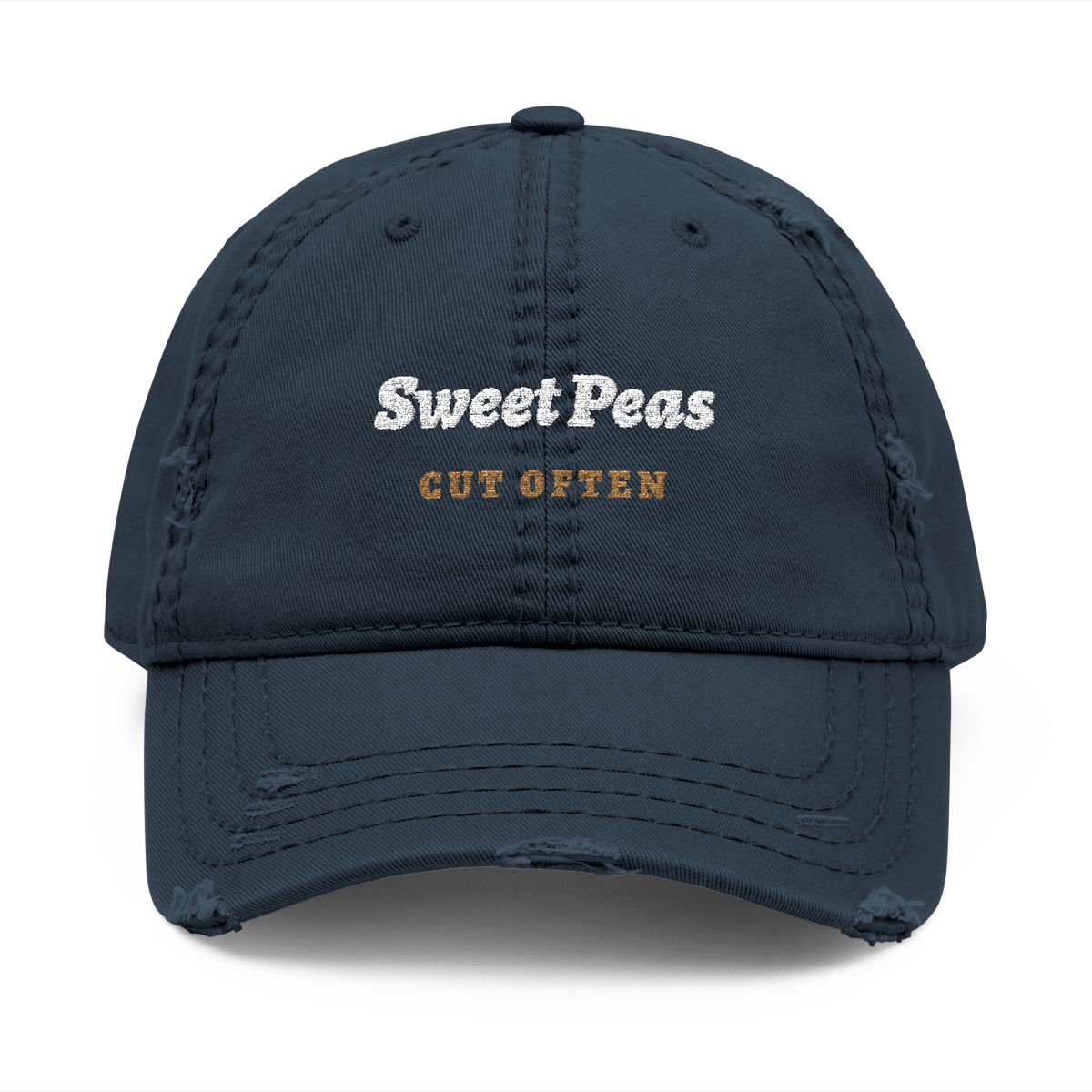 Sweet Peas Dad Hat in Dark Navy, front view
