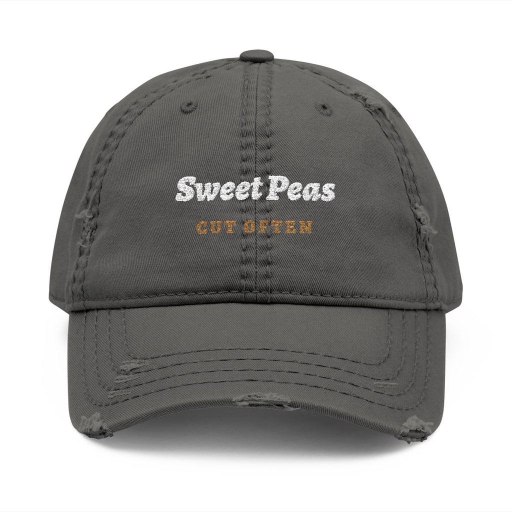 Sweet Peas Dad Hat in Charcoal Grey, front view
