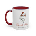 Sweet Peas Mug in Maroon, left side
