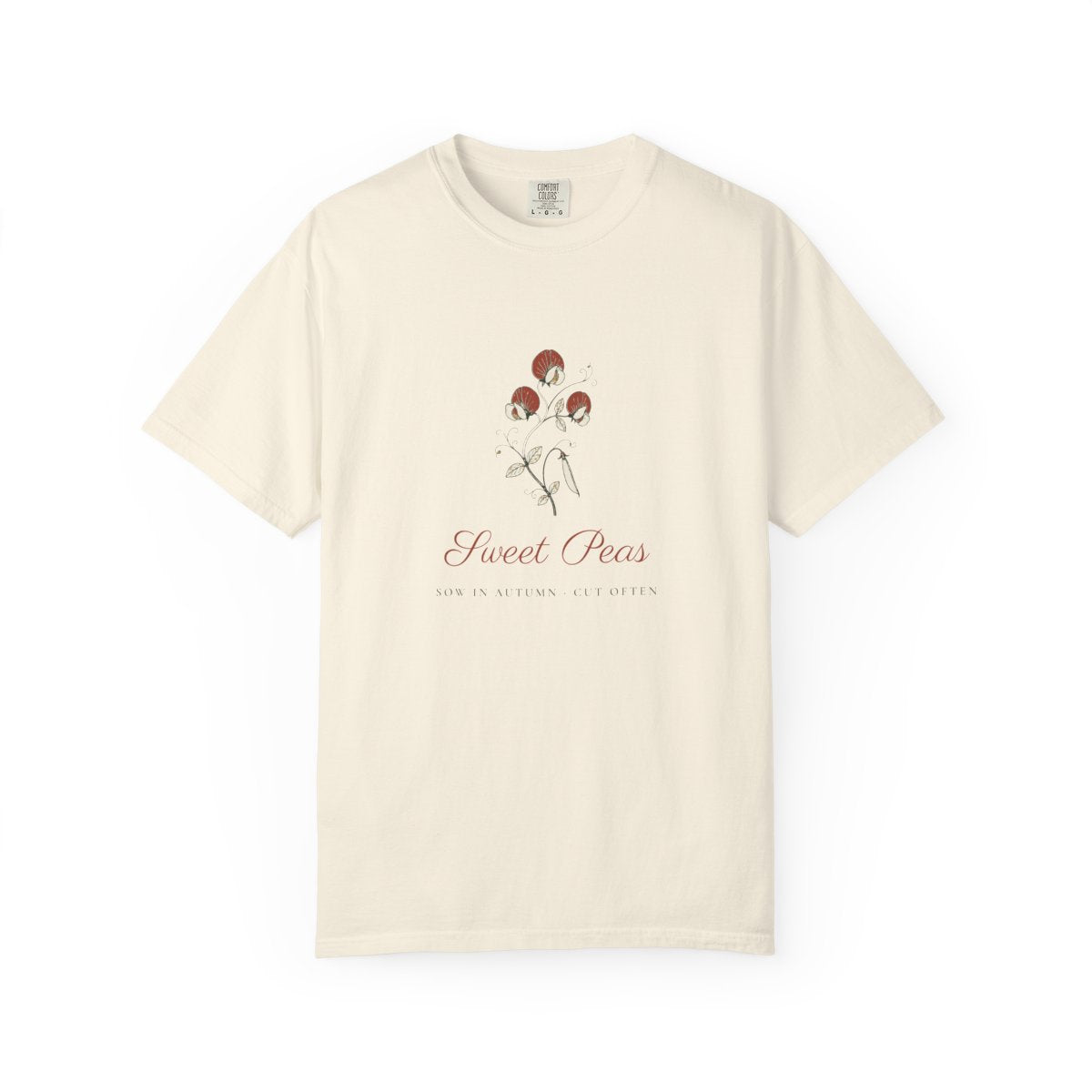 Sweet Peas Tee in Ivory, front view