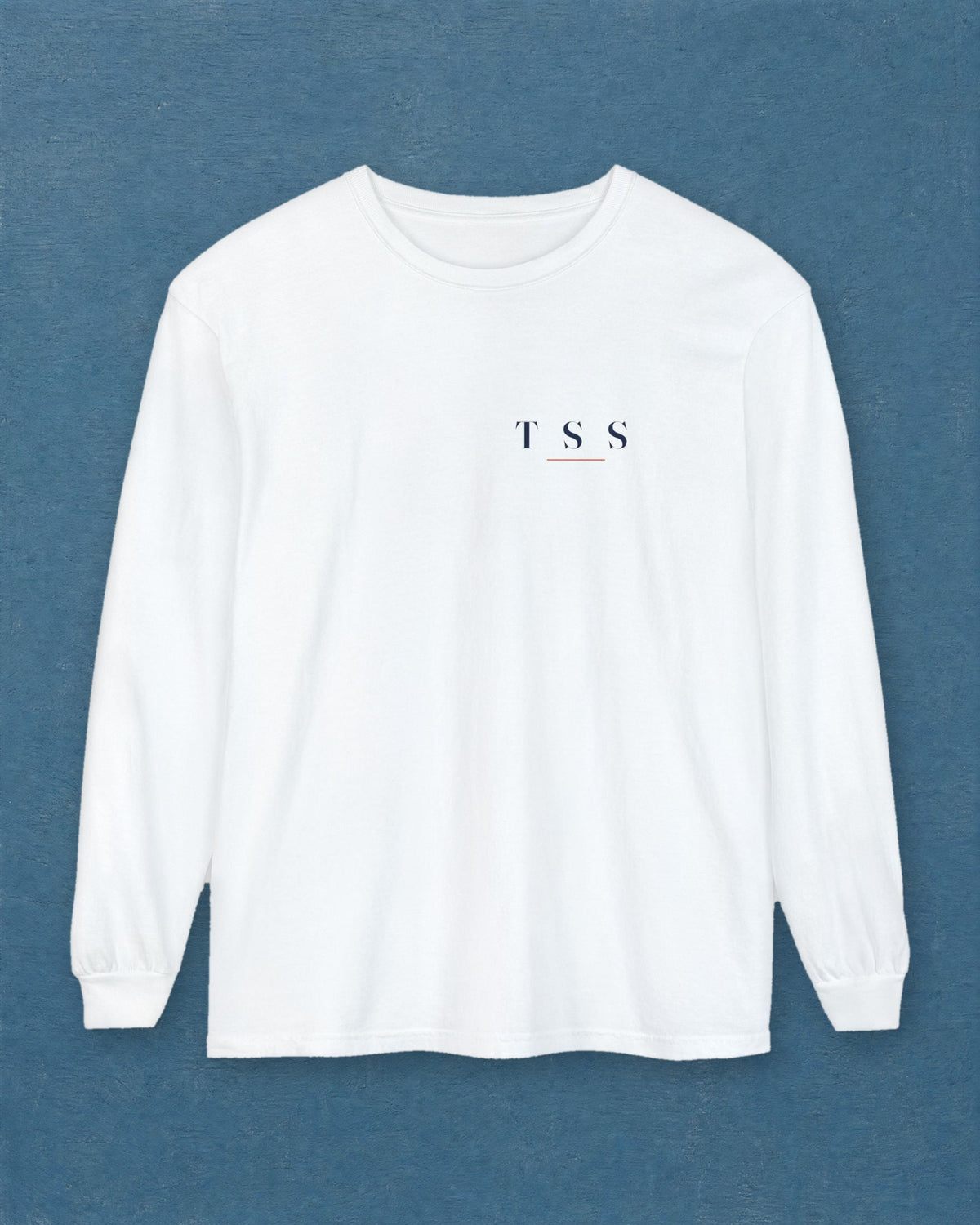 T S S Long Sleeve Tee in White, styled