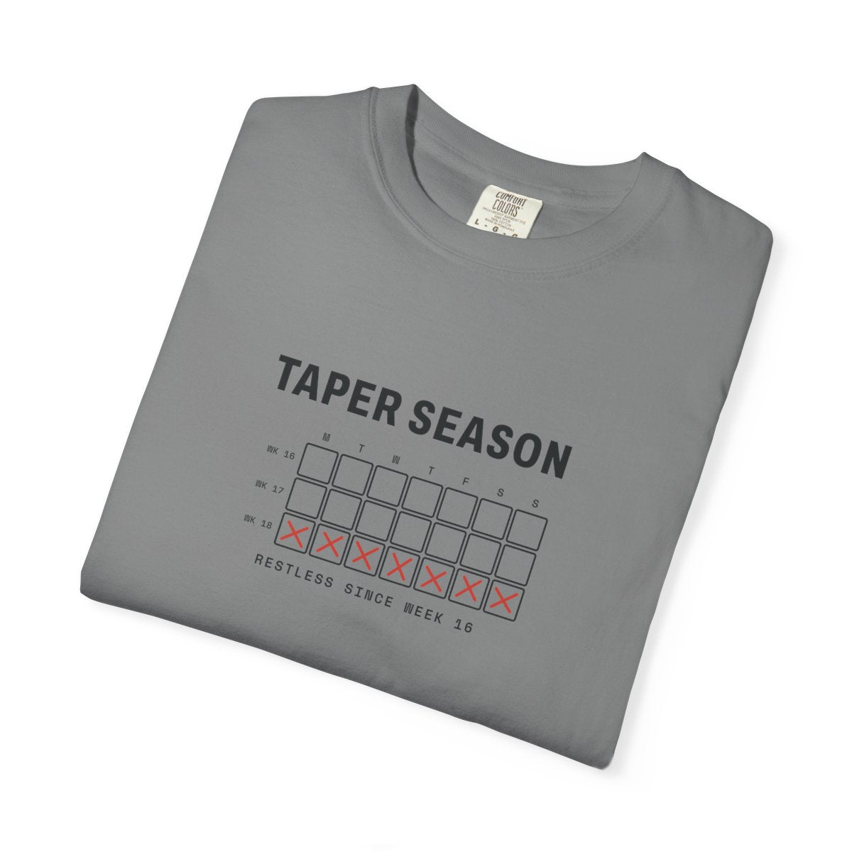 Taper Season Tee in Grey, folded