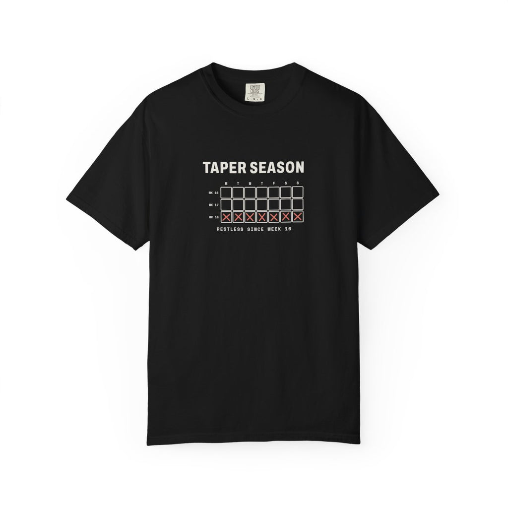 Taper Season Tee in Black, front view