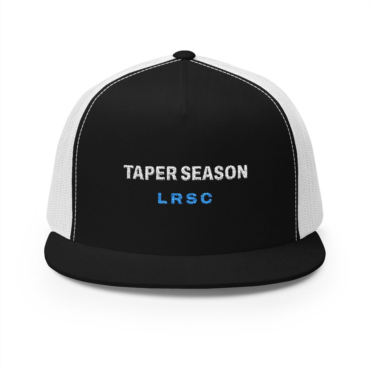 Taper Season Trucker Cap in Black/White, front view