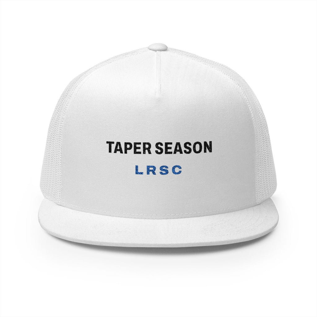 Taper Season Trucker Cap in White, front view