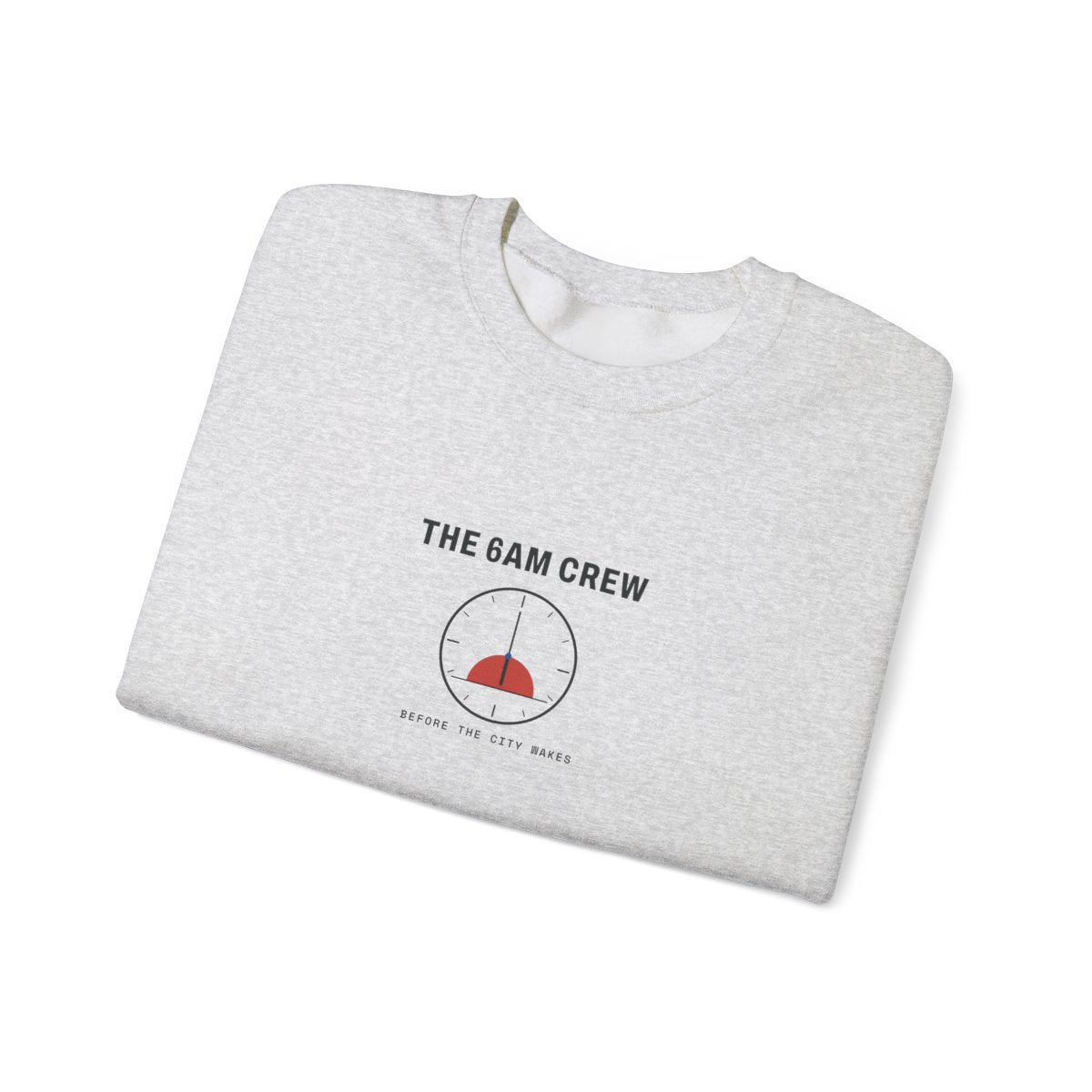 The 6AM Crew Crewneck in Ash, folded