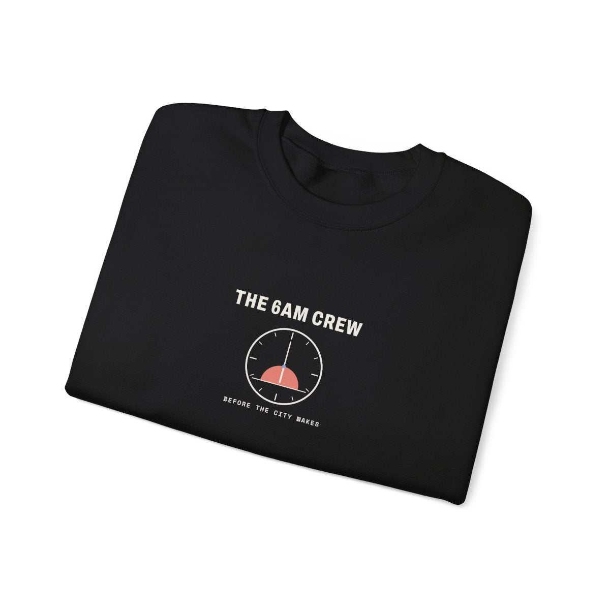 The 6AM Crew Crewneck in Black, folded