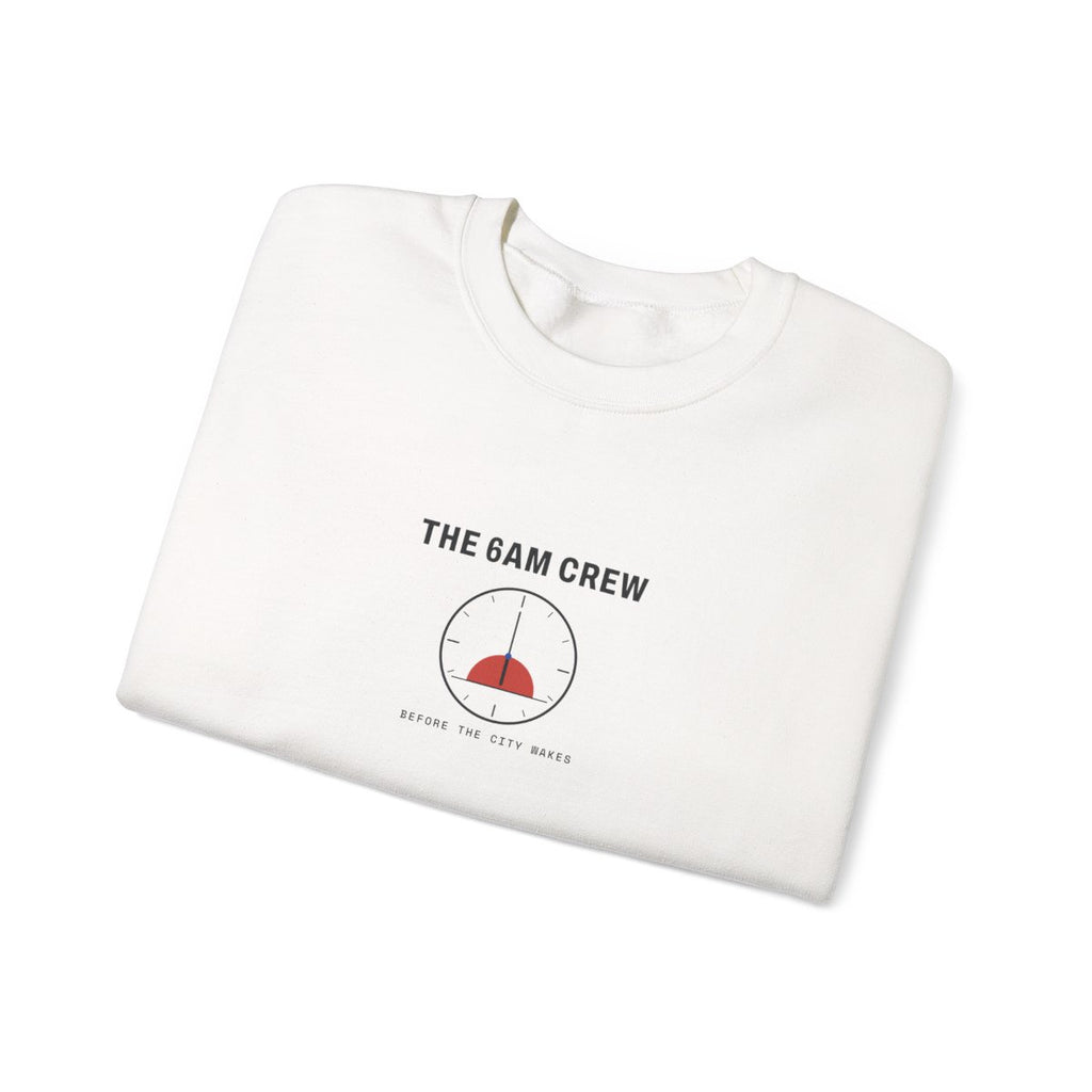 The 6AM Crew Crewneck in White, folded