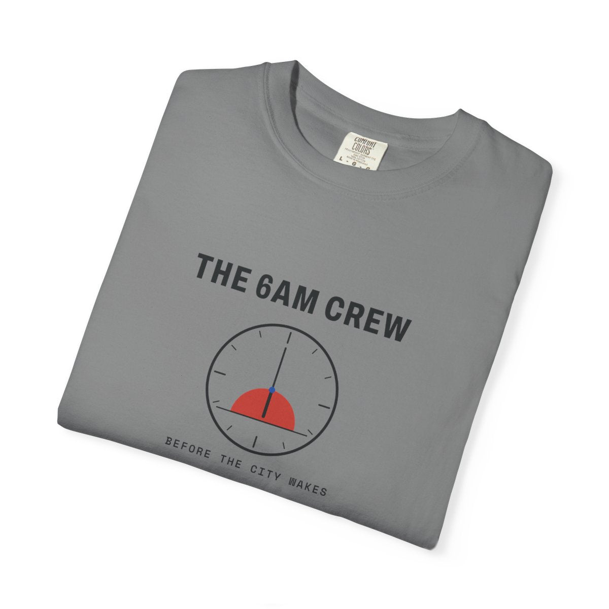 The 6AM Crew Tee in Grey, folded