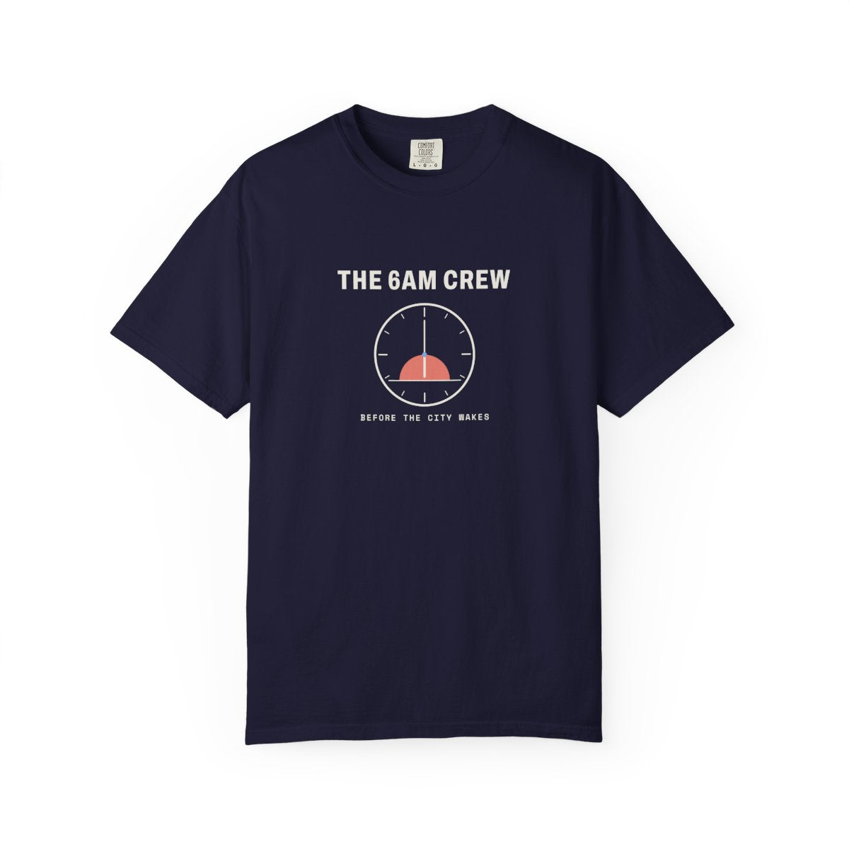 The 6AM Crew Tee in True Navy, front view