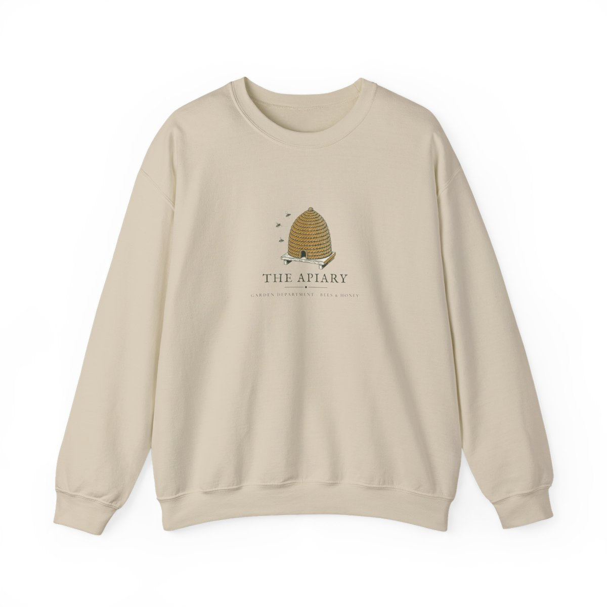 The Apiary Crewneck in Sand, front view