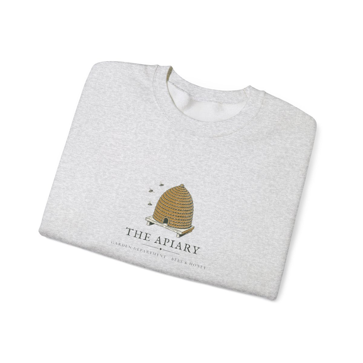 The Apiary Crewneck in Ash, folded