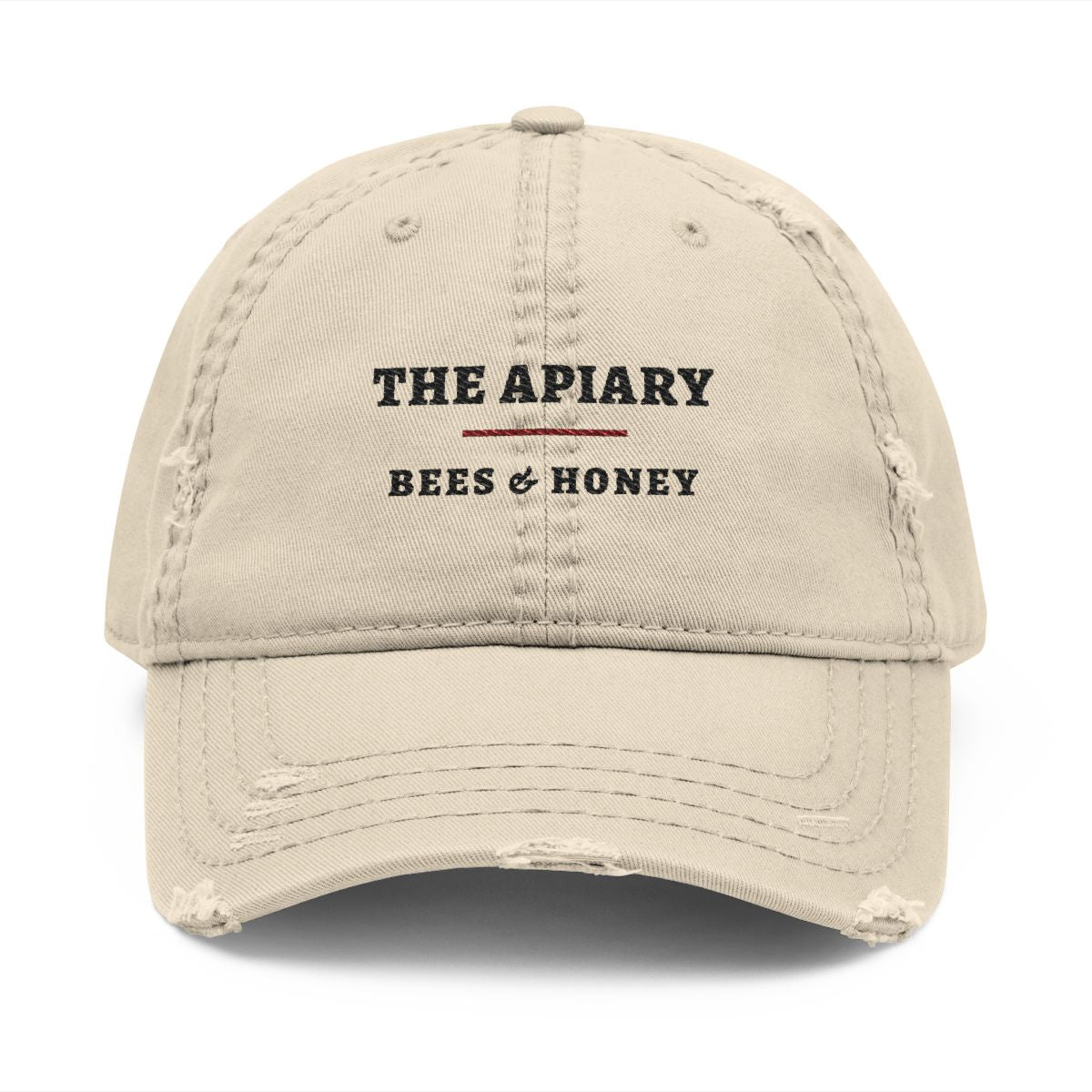 The Apiary Dad Hat in Khaki, front view