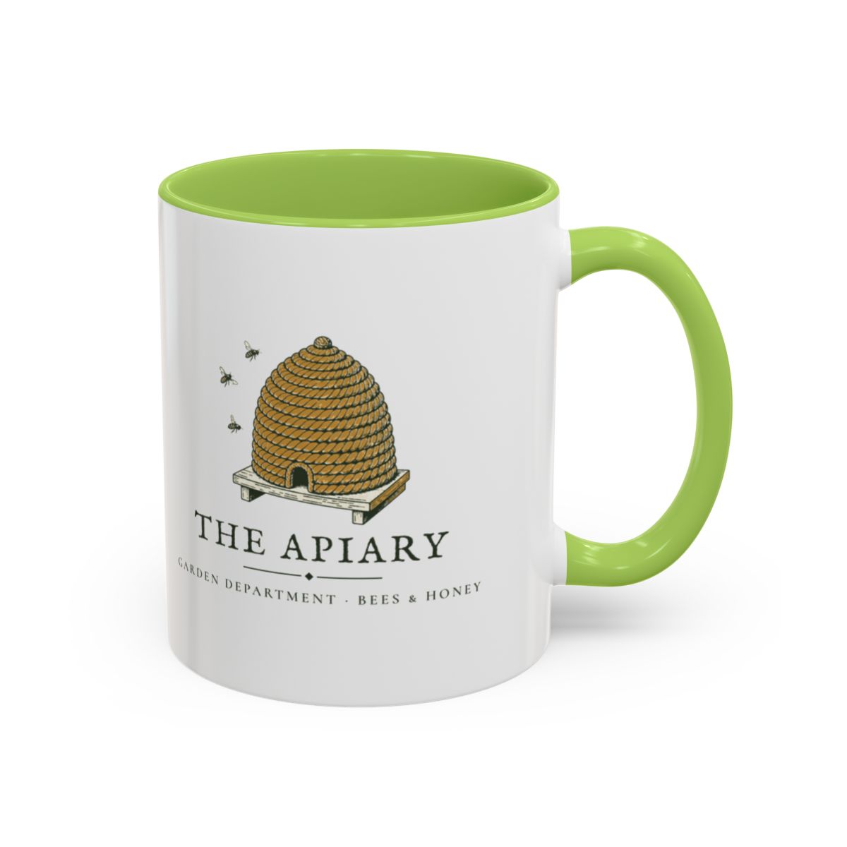 The Apiary Mug in Light Green, right side