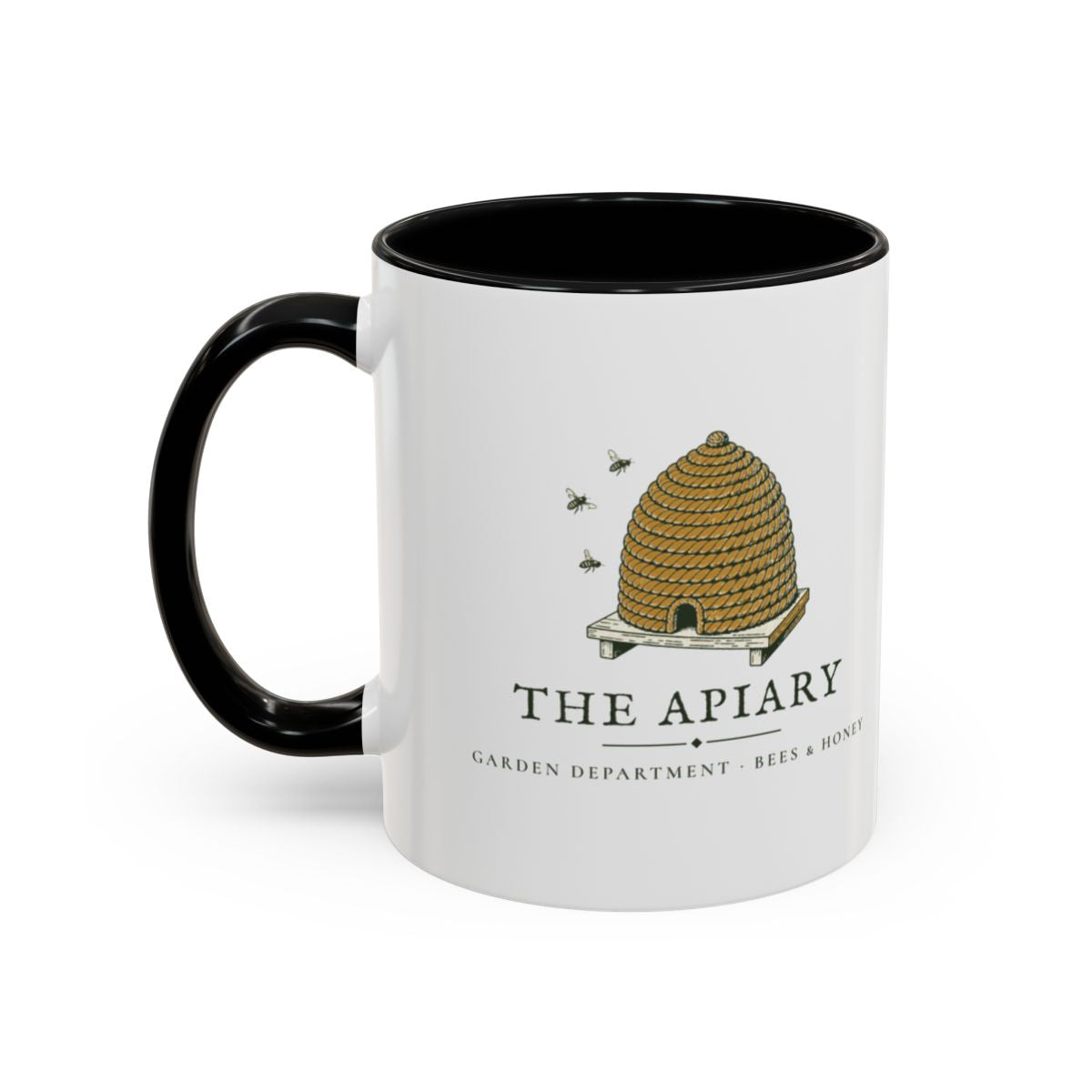 The Apiary Mug in Black, left side