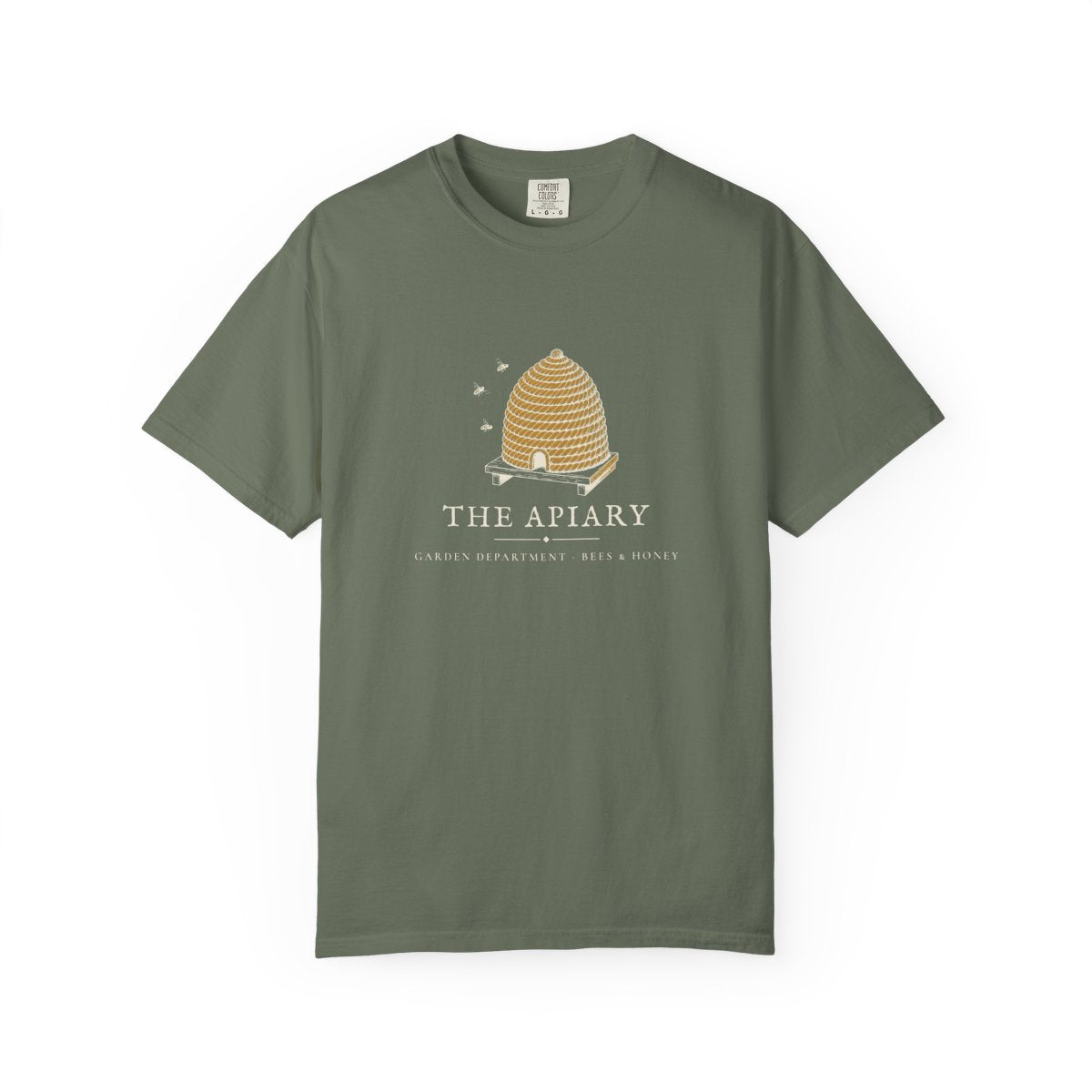 The Apiary Tee in Moss, front view
