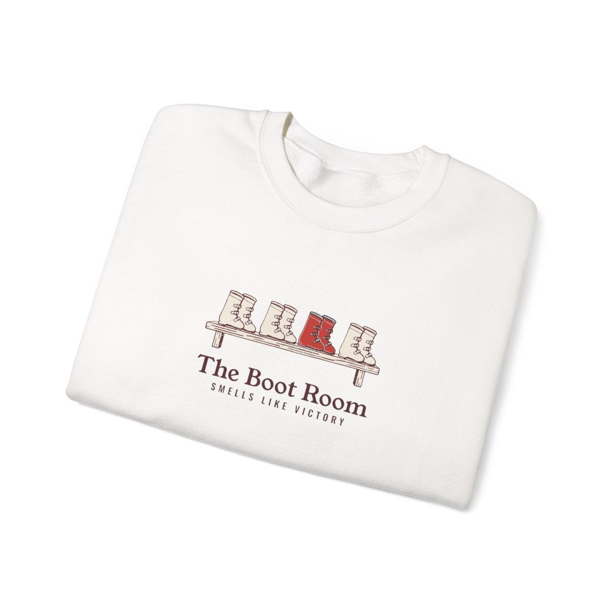 The Boot Room Crewneck in White, folded