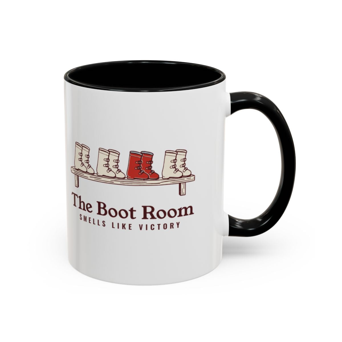 The Boot Room Mug in Black, right side