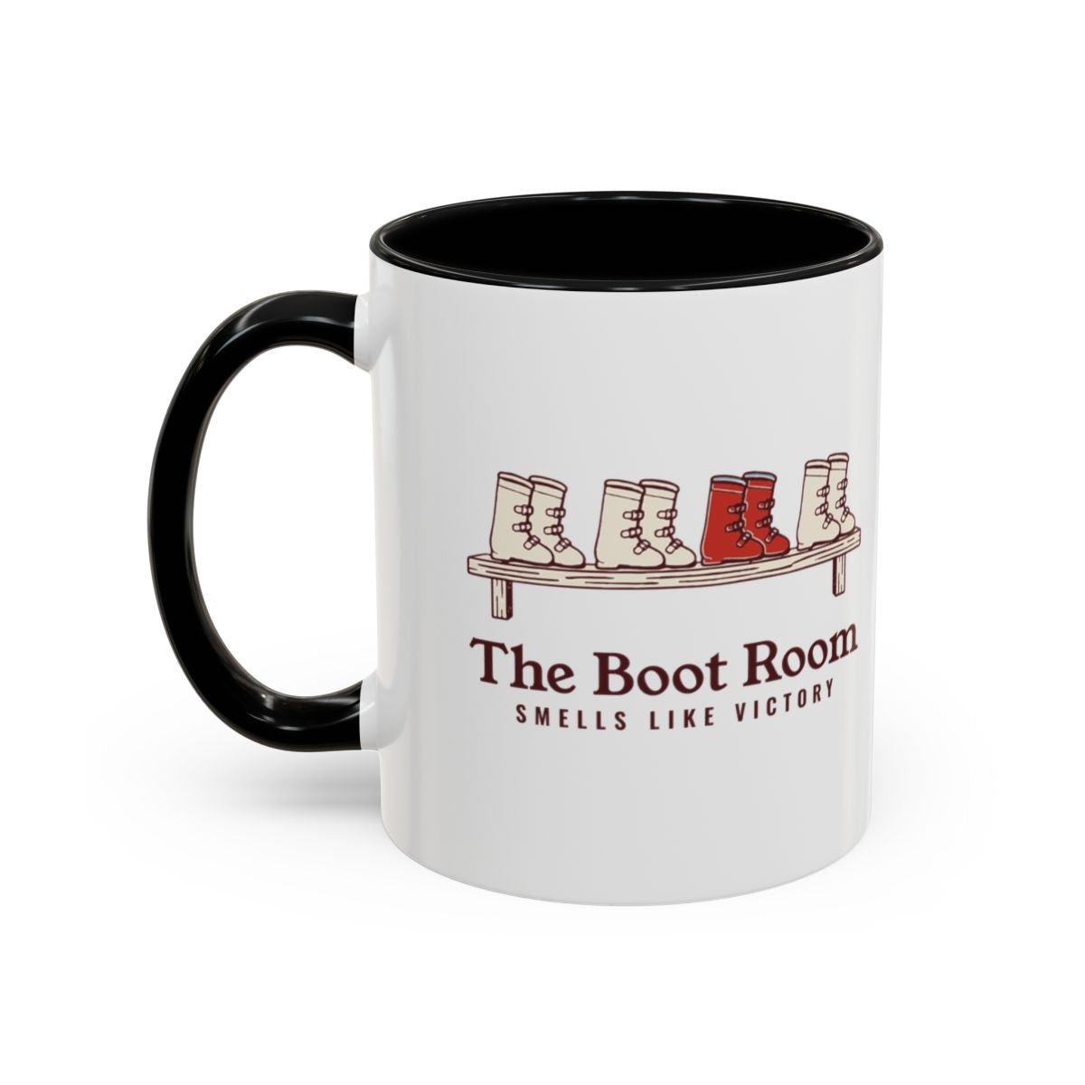 The Boot Room Mug in Black, left side
