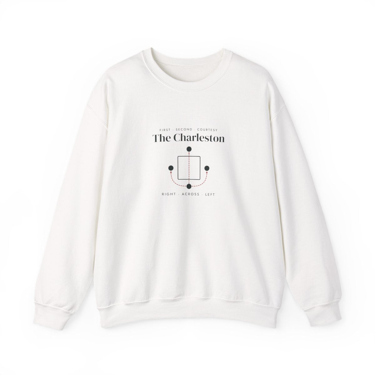The Charleston Crewneck in White, front view