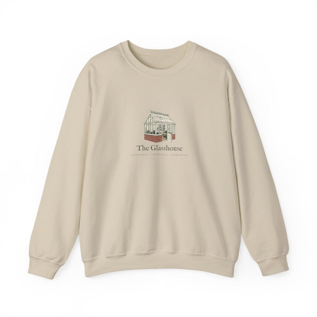 The Glasshouse Crewneck in Sand, front view