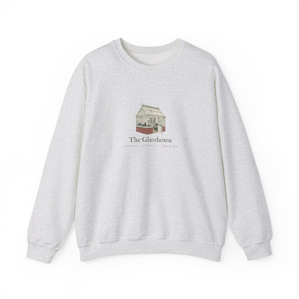 The Glasshouse Crewneck in Ash, front view