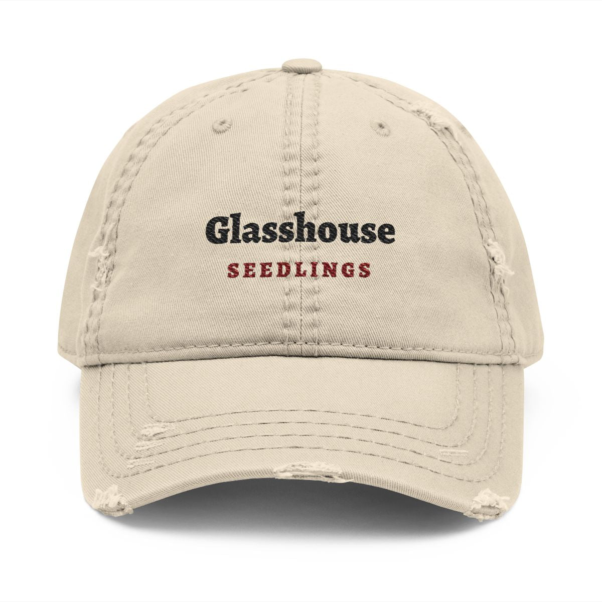 The Glasshouse Dad Hat in Khaki, front view