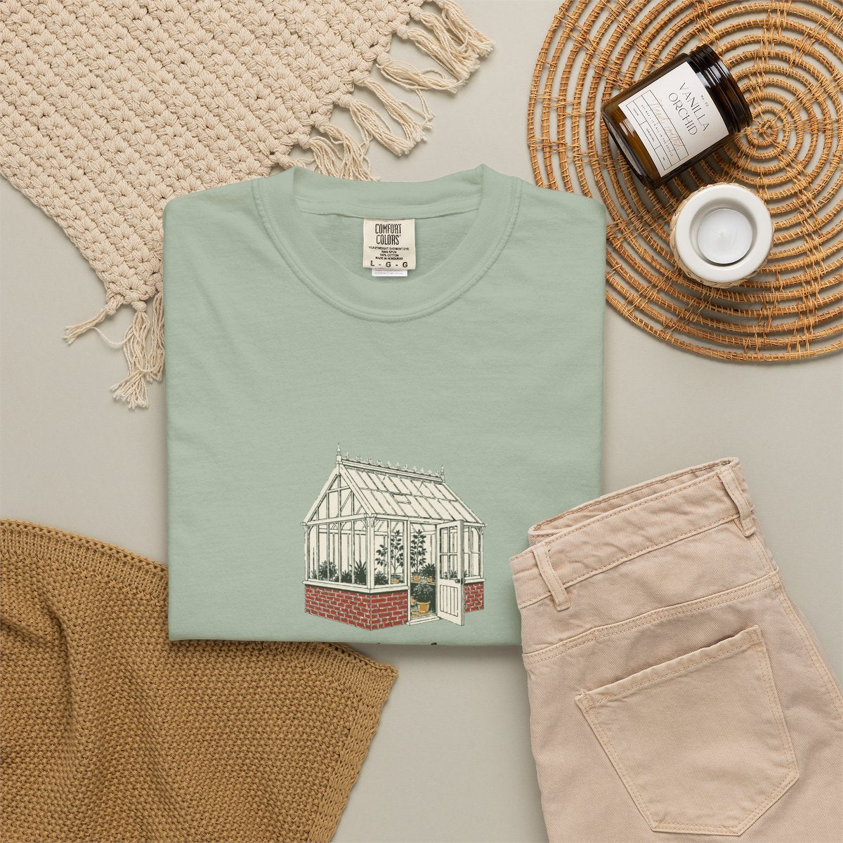 The Glasshouse Tee in Bay, fabric and print detail