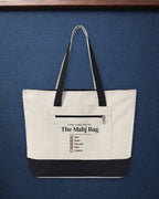 The Mahj Bag in Natural/Black, styled