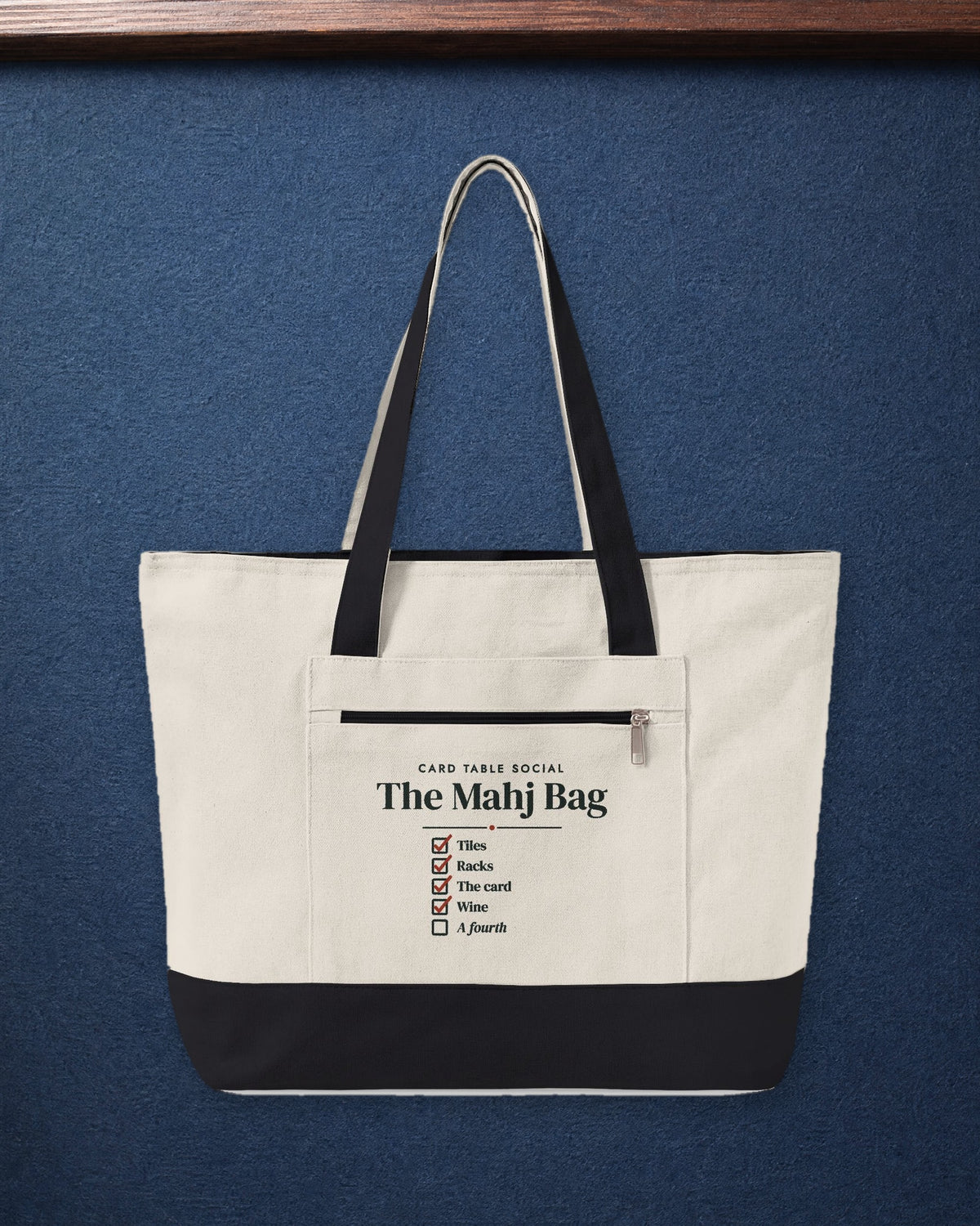 The Mahj Bag in Natural/Black, styled