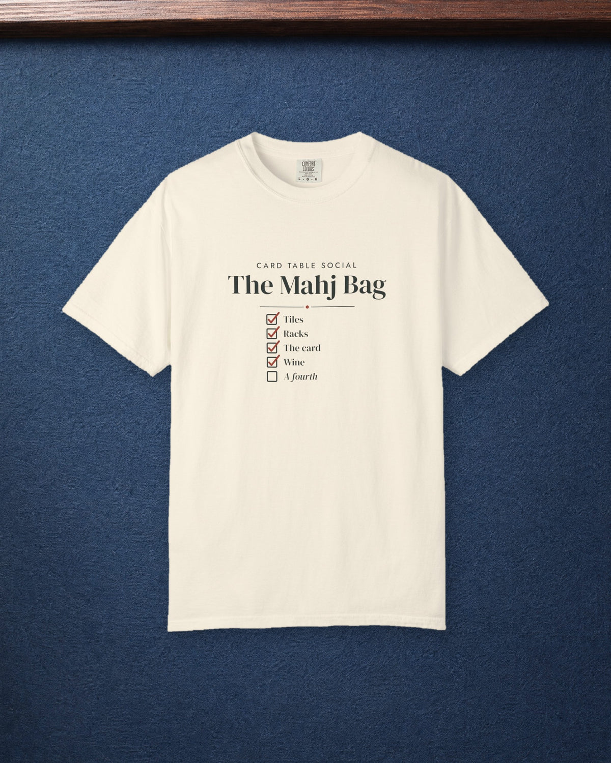The Mahj Bag Tee in Ivory, styled