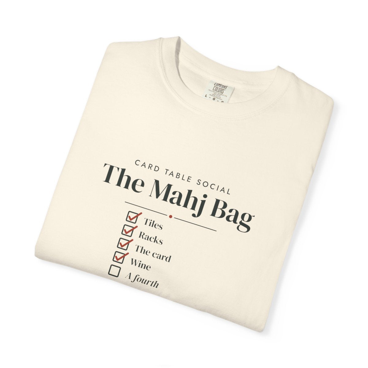 The Mahj Bag Tee in Ivory, folded