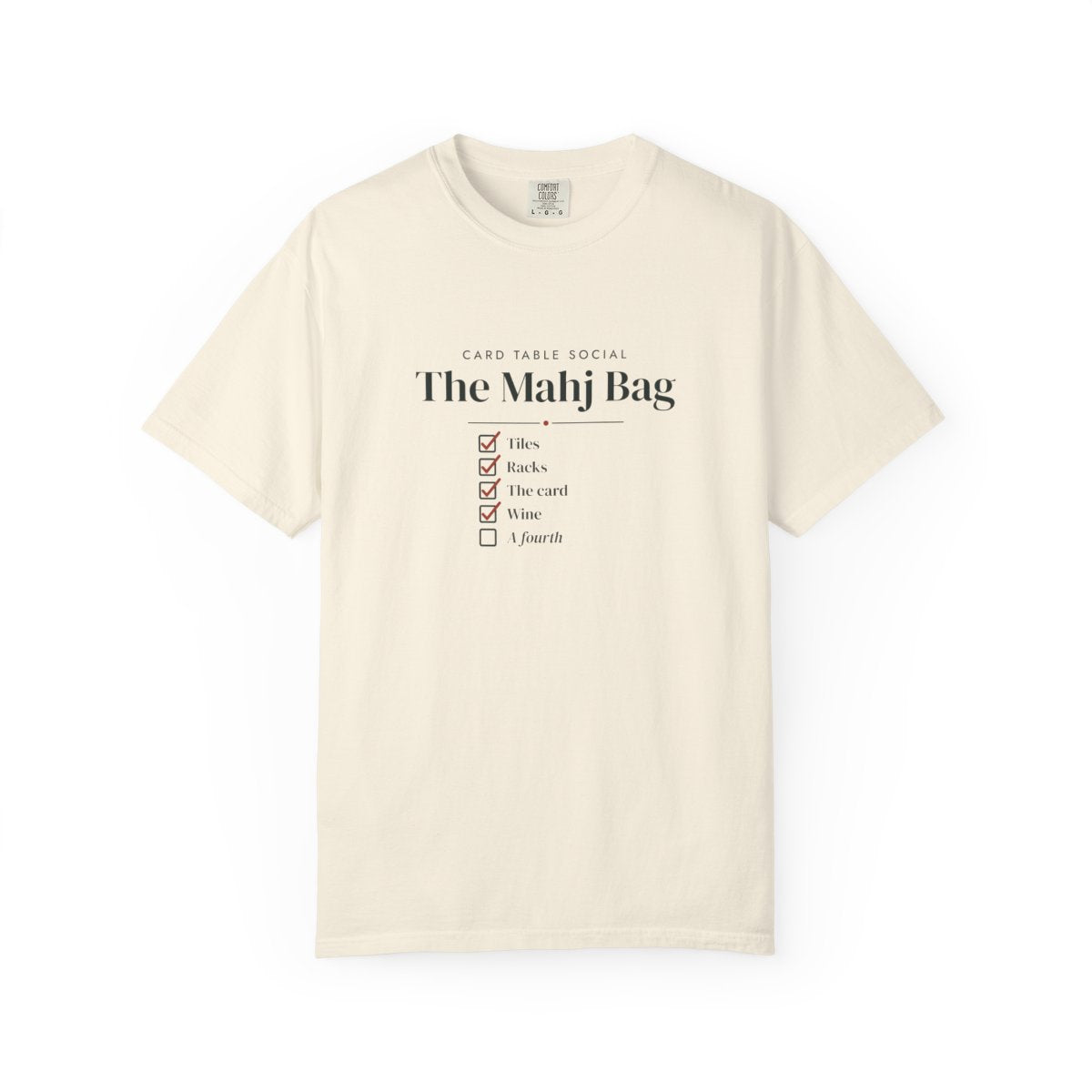 The Mahj Bag Tee in Ivory, front view