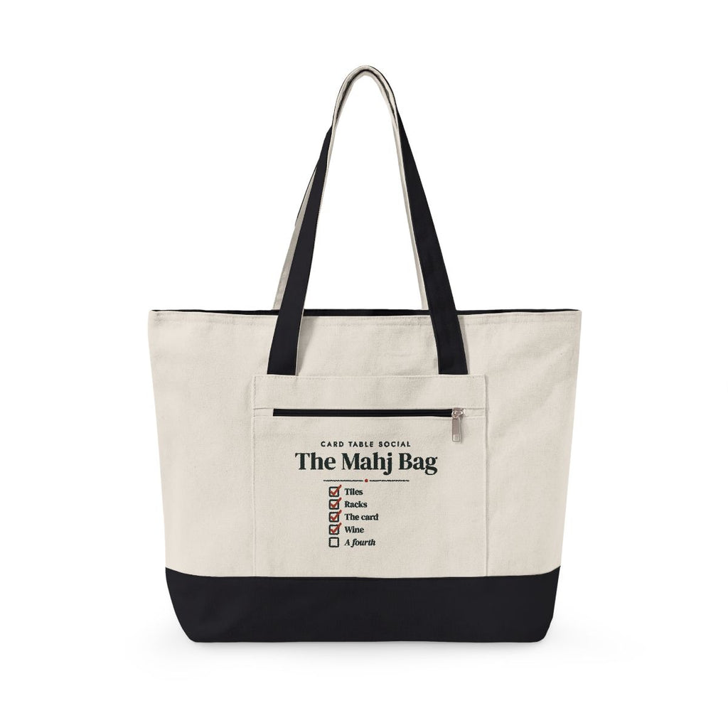 The Mahj Bag in Natural/Black, front view