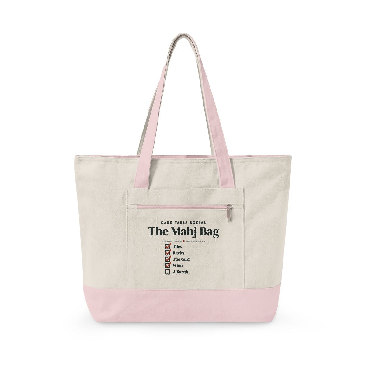 The Mahj Bag in Natural/Light Pink, front view